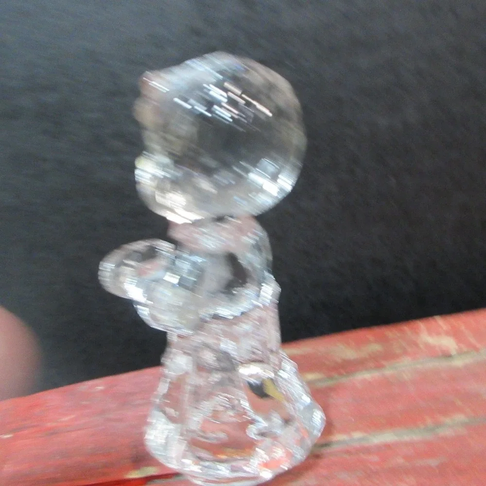 Vintage Clear Glass Cherub Angel Candle Holders Figurines Set of 2
